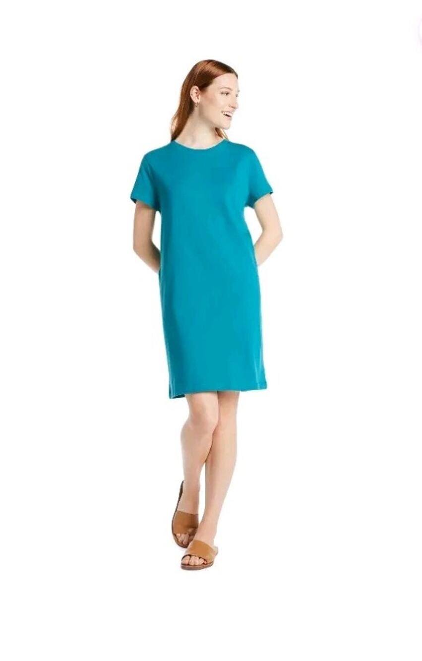 Time and Tru Women's Cotton T-Shirt Dress with Short Sleeves, Size XS